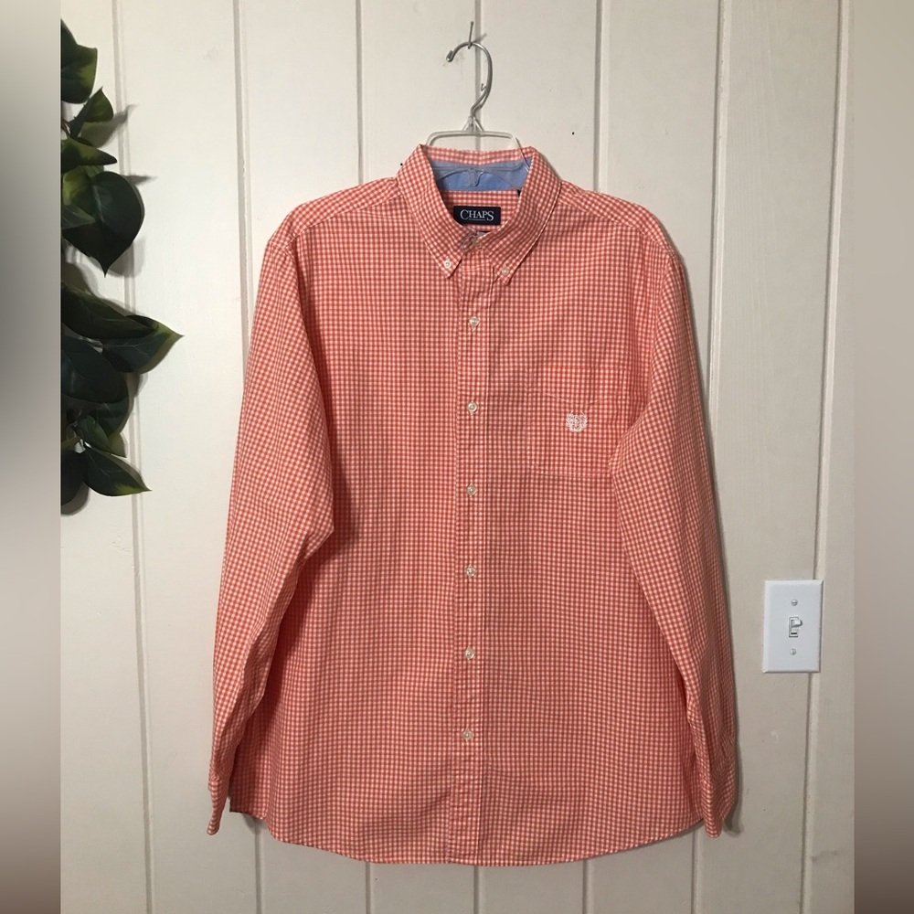 Chaps Orange & White Checked LS Button Down Shirt
Size Large
Smoke Free Home